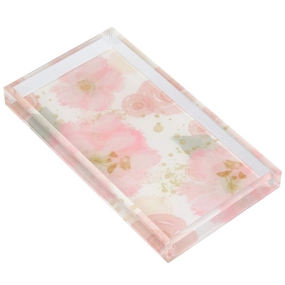 Acrylic Catch all Jewelry Tray Floral Design NEW - Picture 1 of 6